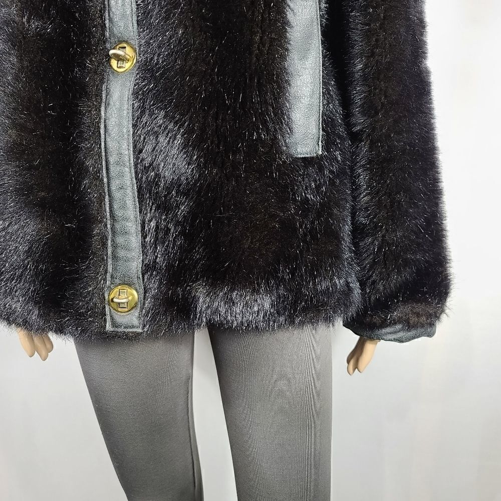 Raincheetahs Naman Vintage 60s Faux Fur Black Coat - Picture 4 of 14